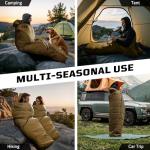 Mummy Sleeping Bag for Adults, 25℉-36℉ Cold Weather Backpacking Sleeping Bag, Lightweight 3-4 Season Winter Camp Bag with Adjustable Hood & Compression Sack, Machine Washable