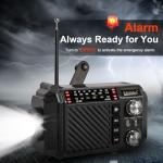 Hand Crank Emergency Weather Radio with 2600mAh/9620mWh Power Bank, NOAA AM FM Shortwave Portable Radio, Solar & USB-C Charging, Flashlight, SOS Alarm for Emergency Kits (Black)
