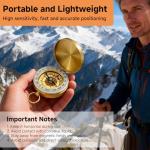 Waterproof Brass Survival Compass for Hiking & Camping – Pocket Navigation Compass with Large Dial and Keychain Loop, Outdoor Military Style Compass for Kids, Scouts, Hunting, Backpacking & Survival
