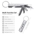 TENOC 7-in-1 Multi-Tool Keychain, Portable Stainless Steel Pocket Gadget with SIM Card Ejector Pin, Screwdrivers & Bottle Opener