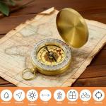 Waterproof Brass Survival Compass for Hiking & Camping – Pocket Navigation Compass with Large Dial and Keychain Loop, Outdoor Military Style Compass for Kids, Scouts, Hunting, Backpacking & Survival