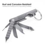 TENOC 7-in-1 Multi-Tool Keychain, Portable Stainless Steel Pocket Gadget with SIM Card Ejector Pin, Screwdrivers & Bottle Opener