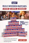 Spark 100-Pack Wooden Safety Matches - Bulk 32-Count Strike-on-Box Matches for Kitchen, Camping, Emergency, Fire Starter - Wholesale Value Set