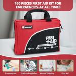 First Aid Kit -160 Pieces Compact and Lightweight - Including Cold (Ice) Pack, Emergency Blanket, Moleskin Pad,Perfect for Travel, Home, Office, Car, Camping, Workplace (Red)