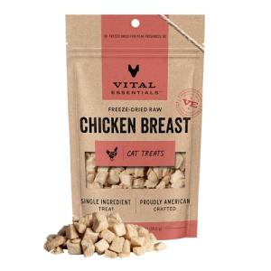 Vital Essentials Freeze Dried Cat Treats | Chicken Breast, Single Ingredient | Premium Quality | Grain Free, Healthy Treats for Cats, 2.1 oz Bag