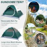 JELUCAMP 4 Person Dome Tents for Camping, Lightweight Portable Family Dome Tent, Easy Setup Waterproof Camping Tent for 3 Season, 4 Person Outdoor Tent, Dark Green