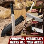 Freelander Japanese Fixed Blade Knife with Sheath, D2 Steel Survival Knife with 6mm Thick Spine for Outdoor Camping, Knives for Men