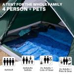 JELUCAMP 4 Person Dome Tents for Camping, Lightweight Portable Family Dome Tent, Easy Setup Waterproof Camping Tent for 3 Season, 4 Person Outdoor Tent, Dark Green