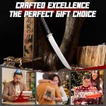 Freelander Japanese Fixed Blade Knife with Sheath, D2 Steel Survival Knife with 6mm Thick Spine for Outdoor Camping, Knives for Men