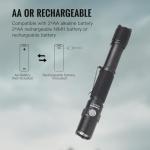 ThruNite Archer 2A C LED Rechargeable Flashlight, High 1000 Lumens AA Flashlight with Lanyard, IPX8 Waterproof Dual Switch Small Outdoor Light for Hiking, Camping, Everyday Use, EDC - CW