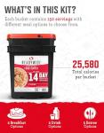 ReadyWise Emergency Food Supply - 14 Day, 150 Servings Emergency Freeze Dried Food Bucket, Protein Meals, Camping Essentials, Survival Kit, Disaster Prepping Supplies, up to 25 Year Shelf Life