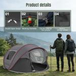 Instant Pop Up Camping Tent,4-6 Person Tents,Automatic Set Up Tent in 3 Seconds,Waterproof Sunshade Family Tent,Portable Lightweight Dome Tent for Outdoor Camping,Hiking,Travel & Beach