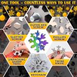 18 in 1 Snowflake Multi Tool Set of 3 – Compact and Portable Stainless Steel Snowflake Multitool Keychain Screwdriver | Keychain Bottle Opener for Men | Universal Use for Travel, Home and Work
