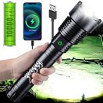 Weoxi Super Bright LED Flashlight, 1000000 High Lumen Rechargeable Flashlights with Long Handle, 10000mAh Battery, Zoomable 5 Modes for Outdoor Camping, Emergencies, XHP160-L