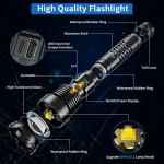 Weoxi Super Bright LED Flashlight, 1000000 High Lumen Rechargeable Flashlights with Long Handle, 10000mAh Battery, Zoomable 5 Modes for Outdoor Camping, Emergencies, XHP160-L