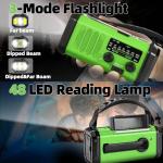 Hand Crank Emergency Radio,37000mWhSolar Powered Hand Crank Portable NOAA AM FM Weather Radio with 3Mode Flashlight and Reading Light,Cell Phone Charger,Home and Emergency Distress Signal (Green)