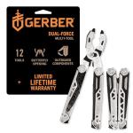 Gerber Gear Dual-Force Multitool - Heavy Duty, Center Axis Driver, Blunt Nose Pliers with Saw, Wire Cutters, Bit Storage, and More - Multi