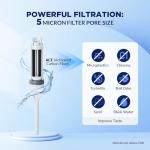 Filtered Water Bottle, Membrane Solutions C3 Water Bottle Filter with Replaceable ACFX2 Filter Cartridge, Portable Water Filter 36oz BPA-Free for Travel, Hiking & Camping Drinking use(Grey)