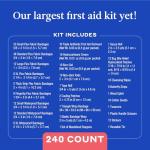 Welly Comprehensive First Aid Kit - FSA Eligible - Adhesive Bandages, Tape and Non-Stick Pads, Butterfly Strips, Cleansing Wipes, Ointments, Gauze, and More - 240 Pieces