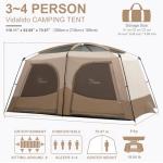 Vidalido Tents，3-4 Person Camping Tent with Extended Vestibule，Weather Resistant Family Tents with Breathable Mesh Windows，Easy Install Waterproof Outdoor Tent for Backpacking and Camping Hiking