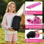 Uniqwamer Kids Sleeping Bag for Girls Boys - 4 Seasons Cold & Warm Weather Flannel Camping Sleeping Bags, Lightweight & Waterproof 45°F Sleeping Bag for Camping Hiking Outdoor Travel (Pink)