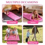Uniqwamer Kids Sleeping Bag for Girls Boys - 4 Seasons Cold & Warm Weather Flannel Camping Sleeping Bags, Lightweight & Waterproof 45°F Sleeping Bag for Camping Hiking Outdoor Travel (Pink)