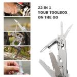 PERWIN Multitool Stainless Steel Multi-Tool Pliers 22-in-1 with Safety Locking, Pocket Knife, Bottle Opener, EDC Equipment With Pocket Clip for Survival, Camping, Hunting and Hiking.