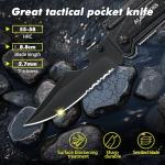 Father's Day, Mother's Day & Birthday Gifts For Men/Women: ALBATROSS 7-in-1 Tactical Survival Knife - Glass Breaker, Seatbelt Cutter, Serrated Steel Blade, Firestarter, LED Flashlight, Bottle Opener & Pouch | Military, Emergency, Outdoor Rescue Gear For Dad, Mom, husband, wife, boyfriend, Grandfather (Black)