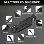 Father's Day, Mother's Day & Birthday Gifts For Men/Women: ALBATROSS 7-in-1 Tactical Survival Knife - Glass Breaker, Seatbelt Cutter, Serrated Steel Blade, Firestarter, LED Flashlight, Bottle Opener & Pouch | Military, Emergency, Outdoor Rescue Gear For Dad, Mom, husband, wife, boyfriend, Grandfather (Black)