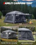 Abahub 10 Person Tent for Camping, Family Cabin Tents with 2 Rooms and 2 Doors, Large Tent with Rainfly, Porch, 4 Windows, 14ft x 10ft x 81in