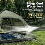 Purebox Tent 4 Person Camping Tents - Double Layer with 2 Doors & Rainfly, Portable Waterproof & Windproof Tents, Large Mesh Ventilation, Easy Setup Family Tent for Camping, Hiking and Backpacking