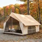 KingCamp Camping Tent with Floor 6-8 Person, Canvas Hot Tent with Stove Jack, Waterproof & Windproof Cabin Tent for Family Camping & Outdoor Parties