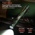 ACEBEAM TAC 2AA EDC Tactical Dual Modes Flashlight Rechargeable, 1600 High Lumens Flashlight, Dual Switch Pocket LED Flashlight, Super Bright Small Flash Light for Emergency, Camping, Home