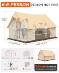 KingCamp Camping Tent with Floor 6-8 Person, Canvas Hot Tent with Stove Jack, Waterproof & Windproof Cabin Tent for Family Camping & Outdoor Parties