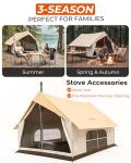 KingCamp Camping Tent with Floor 6-8 Person, Canvas Hot Tent with Stove Jack, Waterproof & Windproof Cabin Tent for Family Camping & Outdoor Parties