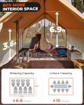KingCamp Camping Tent with Floor 6-8 Person, Canvas Hot Tent with Stove Jack, Waterproof & Windproof Cabin Tent for Family Camping & Outdoor Parties