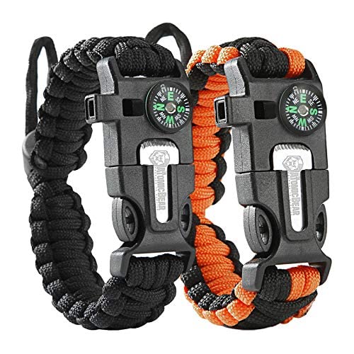 Atomic Bear Paracord Bracelet Duo in Black & Orange