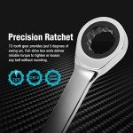 DURATECH Extra Long Ratcheting Wrench Set, Double Box End Wrench Set, Metric, 9-Piece, 8,10,12,13,14,16,17,19,22 mm, CR-V Steel, with EVA Foam Tool Organizer