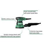 Metabo HPT 5-Inch Random Orbit Sander | Variable Speed | Powerful 230W 2.8 Amp Motor | Soft Elastomer Grip | Includes 2 Pieces of Sanding Paper, Dust Bag, Vacuum Adapter | 5-Year Warranty | SV13YST