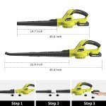 SEYVUM Leaf Blower, 20V Cordless Leaf Blower with 2 Pcs Li-ion Battery, Electric Leaf Blower for Lawn Care, 320CFM 150MPH Battery Powered Leaf Blower, for Patio, Garden Cleaning, Fast Charger Included