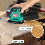 HYCHIKA Detail Sander, 14,000 OPM Compact Electric Sander Tool with 12 Pcs Sandpapers,Efficiency Dust Collection System,Suitable for Tight Spaces Sanding,Polishing,Removing Paint in Home Decoration