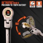 HORUSDY 12-Piece Metric Flex-Head Ratcheting Wrench Set with Organizer | 8-19 mm Ratchet Combination Wrenches Set | 72-Teeth | Chrome Vanadium Steel