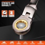 HORUSDY 12-Piece Metric Flex-Head Ratcheting Wrench Set with Organizer | 8-19 mm Ratchet Combination Wrenches Set | 72-Teeth | Chrome Vanadium Steel
