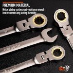 HORUSDY 12-Piece Metric Flex-Head Ratcheting Wrench Set with Organizer | 8-19 mm Ratchet Combination Wrenches Set | 72-Teeth | Chrome Vanadium Steel