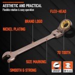 HORUSDY 12-Piece Metric Flex-Head Ratcheting Wrench Set with Organizer | 8-19 mm Ratchet Combination Wrenches Set | 72-Teeth | Chrome Vanadium Steel