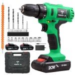 Tegatok 20V Cordless Drill Set, 3/8 Drill Handheld Drill Kit with 18+1 Torque Setting, LED Electric Power Drill Set with Battery and Charger, Electric Screwdriver Tools Kit, 2 Batteries