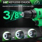 Tegatok 20V Cordless Drill Set, 3/8 Drill Handheld Drill Kit with 18+1 Torque Setting, LED Electric Power Drill Set with Battery and Charger, Electric Screwdriver Tools Kit, 2 Batteries