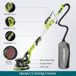 AMYBEST Drywall Sander, Powerful Electric Drywall Sander with Vacuum Dust Collection, 5 Speed 1000-2100 RPM, Popcorn Ceiling Remover, LED Light & 12 Sanding Discs, Extendable Handle (GREEN)