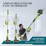 AMYBEST Drywall Sander, Powerful Electric Drywall Sander with Vacuum Dust Collection, 5 Speed 1000-2100 RPM, Popcorn Ceiling Remover, LED Light & 12 Sanding Discs, Extendable Handle (GREEN)