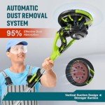 AMYBEST Drywall Sander, Powerful Electric Drywall Sander with Vacuum Dust Collection, 5 Speed 1000-2100 RPM, Popcorn Ceiling Remover, LED Light & 12 Sanding Discs, Extendable Handle (GREEN)